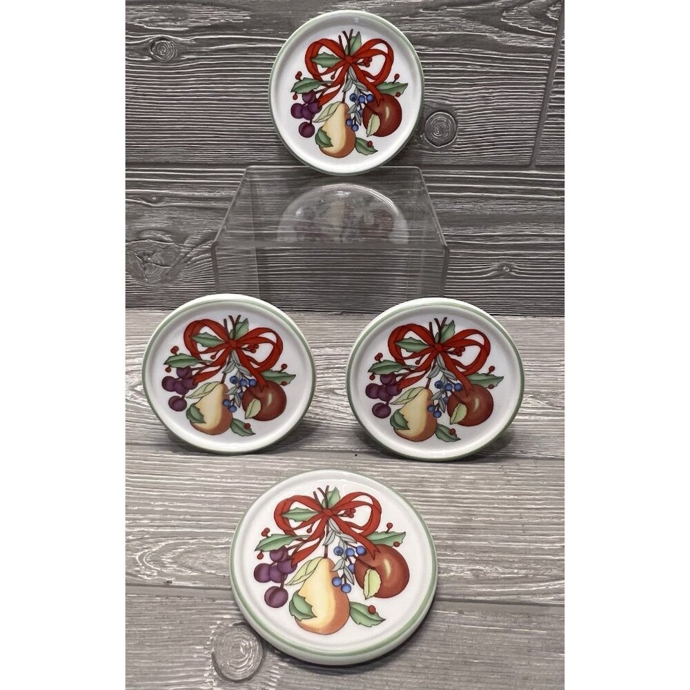 Dansk Holiday Harvest Set of 4 Coasters Dishwasher Microwave Safe Christmas 4”